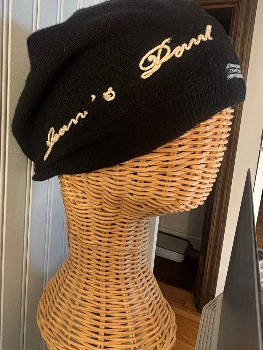 Jean Paul Gaultier Black Beret with White Script Logo